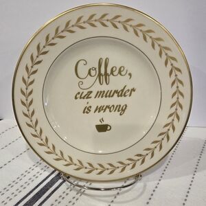 Gold and White Decorative Coffee Plate